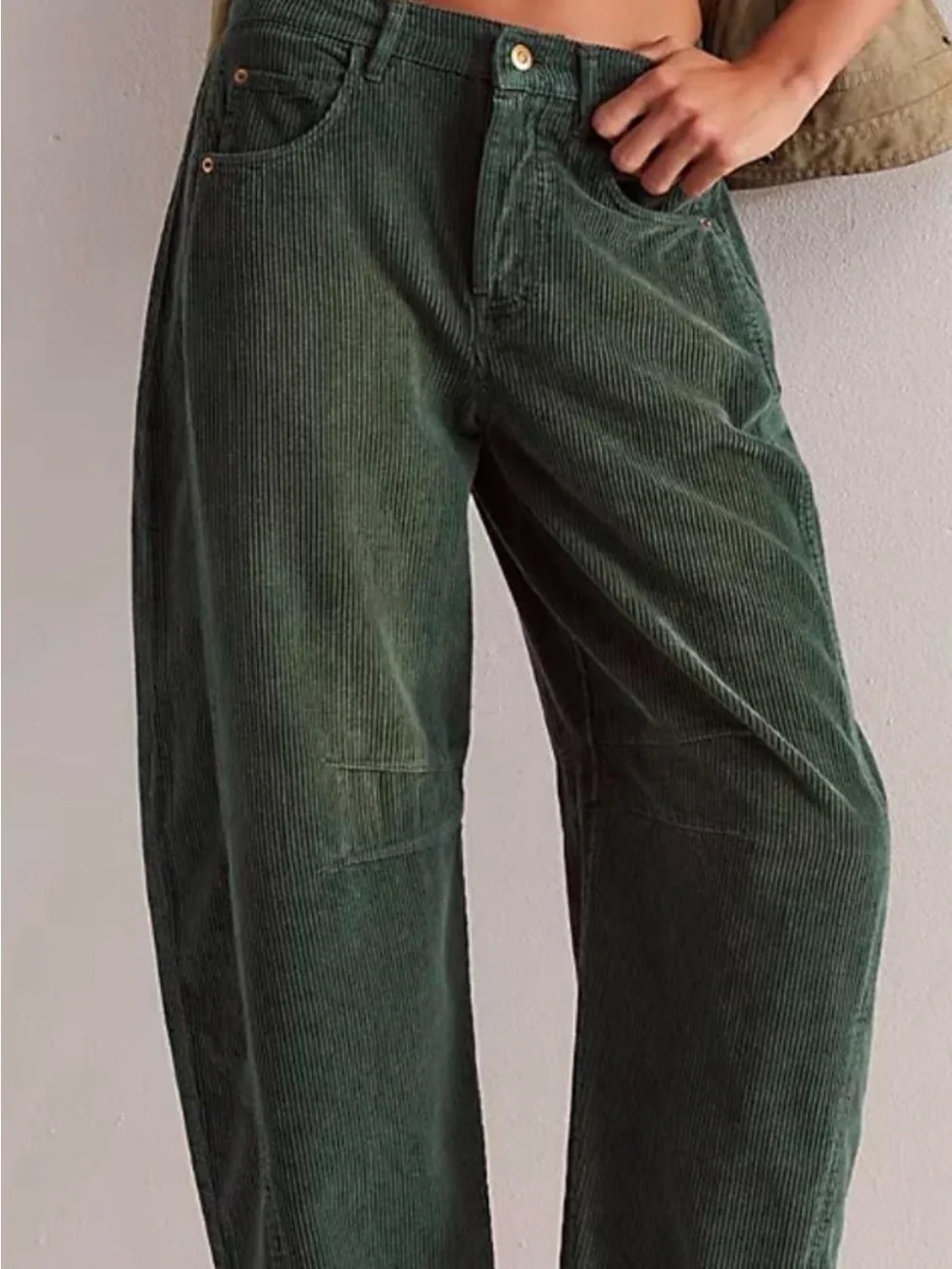 We The Free Good Luck Mid Rise Barrel Cord Jeans in Cypress
